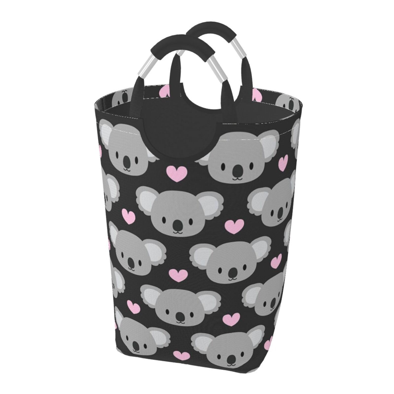 Yxdvpalne As Picture Cute Koalas And Pink Hearts, Laundry Hamper, Collapsible Laundry Basket Large Durable Storage Bin With Handles 50L