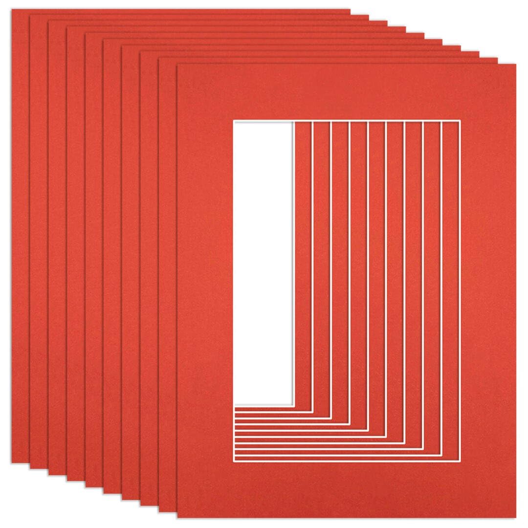 Procut Global 8x6" Poppy Red Picture Mounts to Fit 6x4" Aperture - Precision Cut Cardboard Photo Mount - Ideal for Frames, Prints, Artwork & Certificates - Sizes & Colours Available - 10 Pack โ image 1