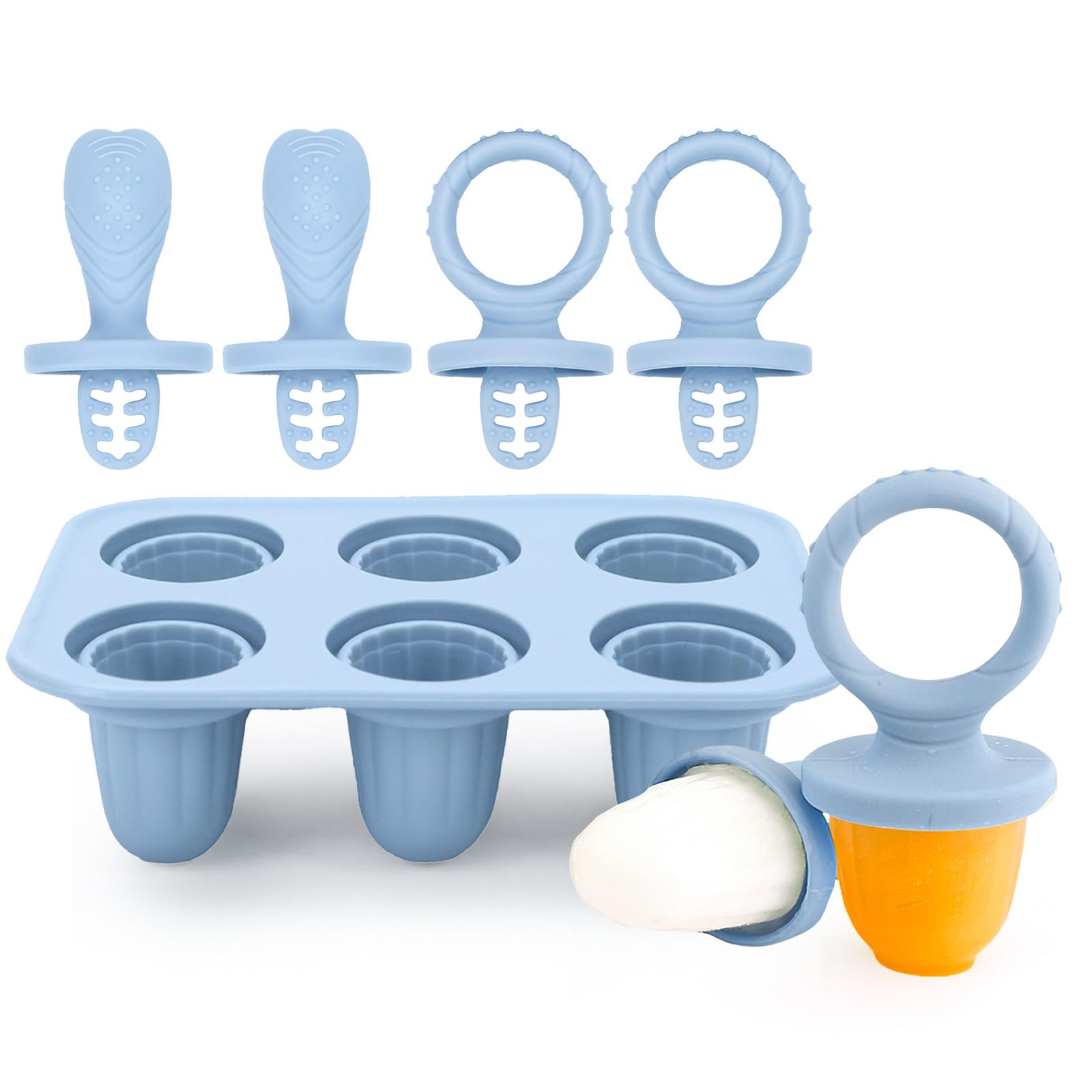 Molde Helado para Bebé, 6X 17ml Mini Moldes Helados Niños Moldes Pequeño Helados y Polos de Silicona Libre de BPA, Fáciles de Limpiar, Ideales para Puré de Frutas y Leche Materna