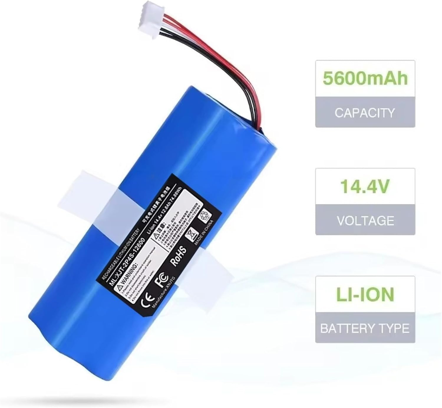 14.4V Replacement Battery，Compatible for ECOVACS Deebot，for T8 T8+ T5 Max T10 T9 X1 X2 DX96 DX93 Robot Vacuum Cleaner(5200mah)