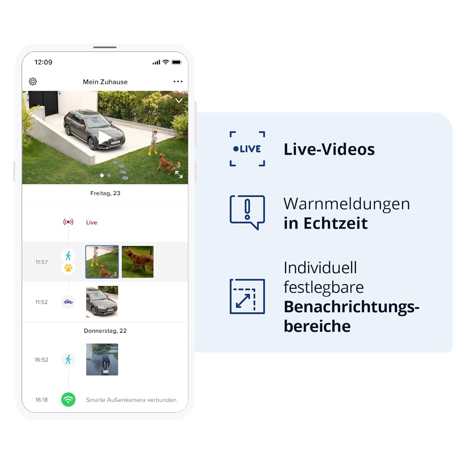 Netatmo Smarte Überwachungskamera Außen, WLAN, Integrierte Beleuchtung 12W, Video HD 1080p 4MP, Bewegungserkennung, Nachtsicht, Ohne Abonnement, zusätzliche Micro-SD, NOC -AMZ