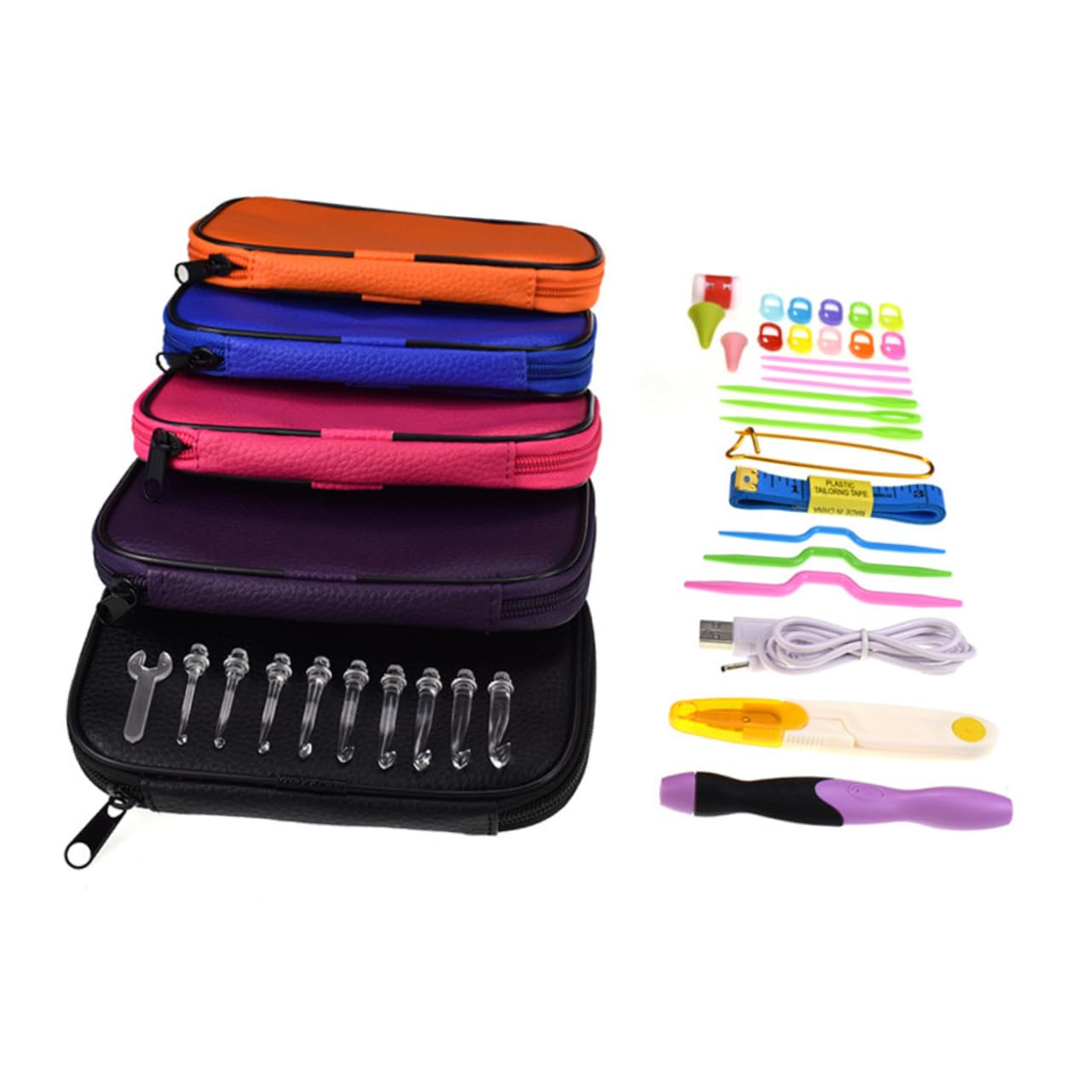 STOBOK Juego De 45 Uds. ganchos de crochet Gancho de crochet agujas de ganchillo accesorios de costura agujas de tejer Moda con una aguja herramienta