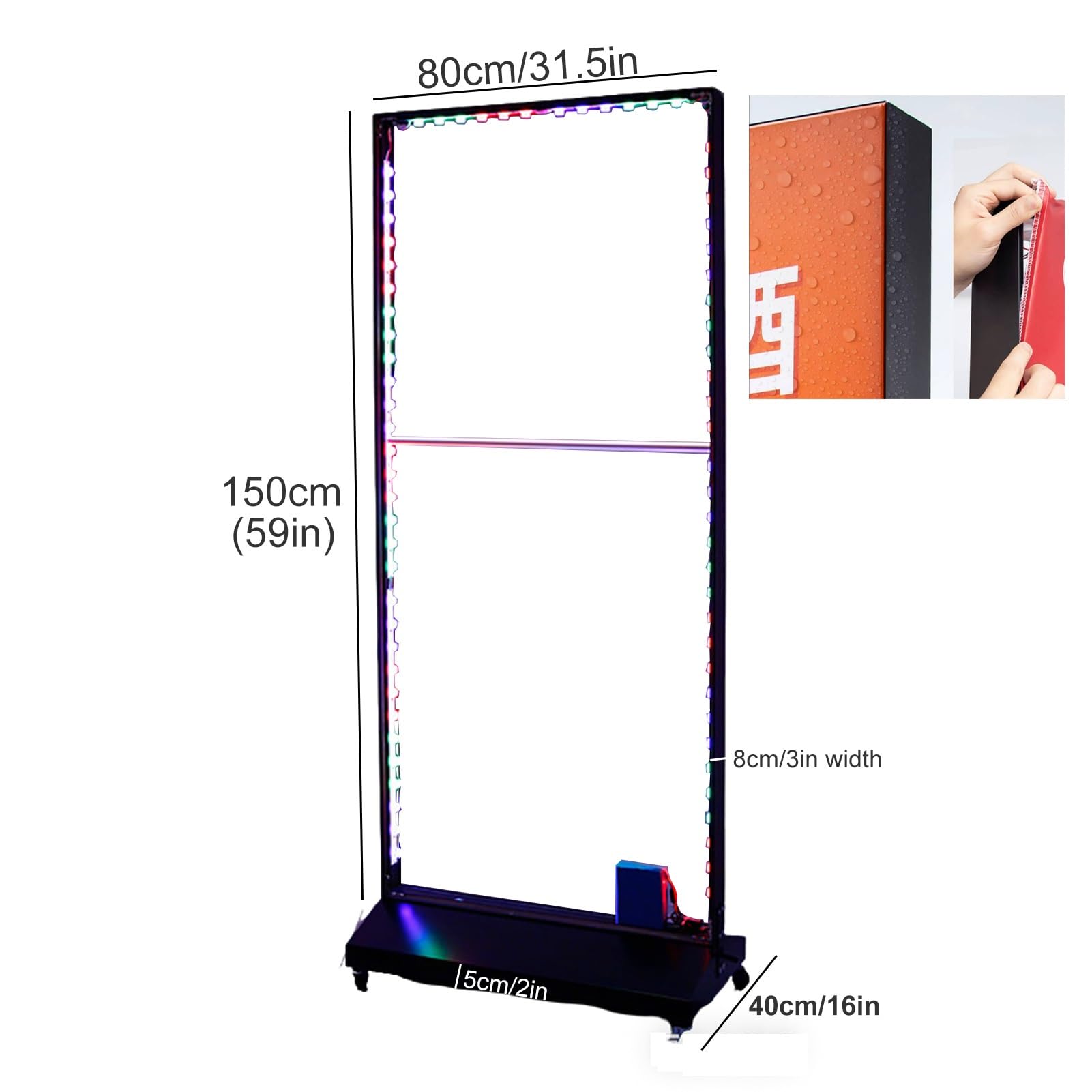 Soporte para letreros de caja de luz LED para exhibición, negocios y tiendas, soporte de señalización de suelo al aire libre (60 x 150 cm), perfecto para promociones y anuncios