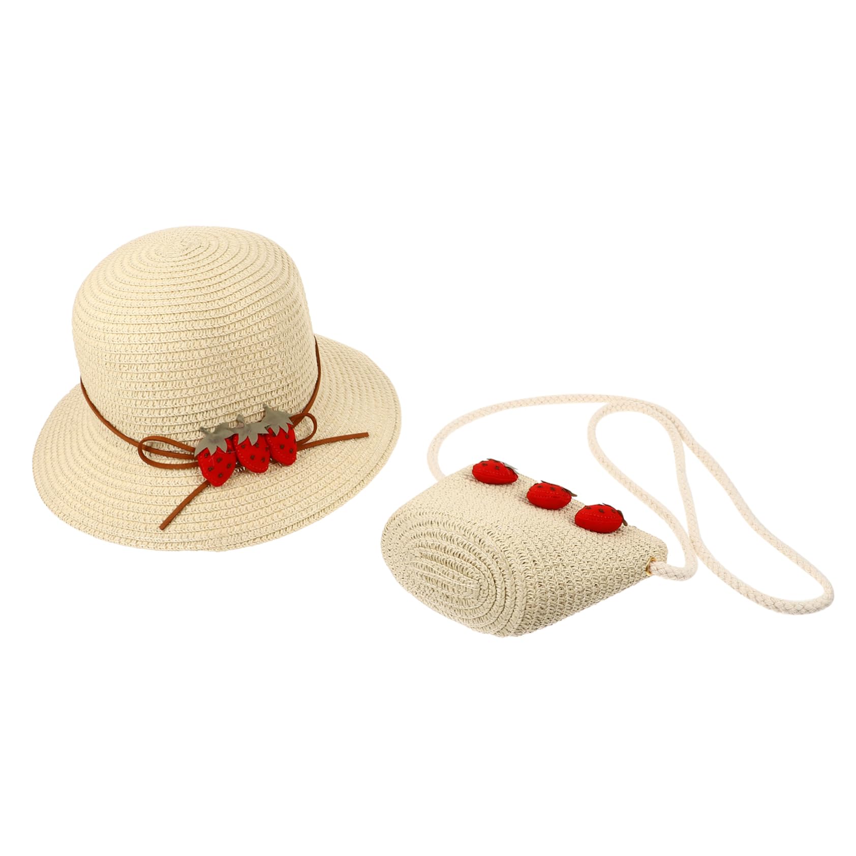 Veemoon Sombrero De Protección Solar De Fresa para Mujer Tejido Al Hombro para Verano con ala Ancha De para Color Caqui
