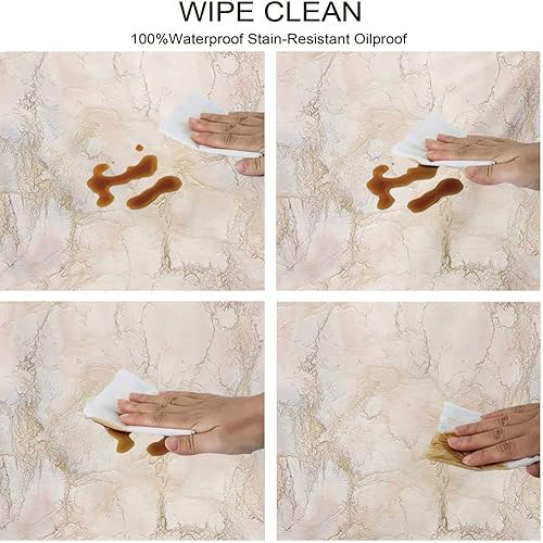 Miniatura 3 de Mantel redondo ajustable de mármol, arte con motivos de mármol, borde elástico, impermeable y lavable, adecuado para fiestas de cocina, restaurante,