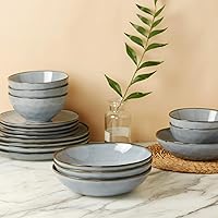 Vista 5 de famiware Juego de 4 cuencos grandes para pasta, cuencos redondos de 8.5" para servir pasta, cuencos grandes de cena, juego de cuencos de cocina