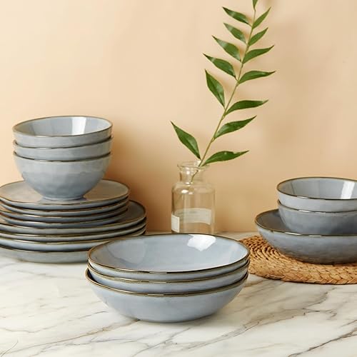 Miniatura 5 de famiware Juego de 4 cuencos grandes para pasta, cuencos redondos de 8.5" para servir pasta, cuencos grandes de cena, juego de cuencos de cocina,