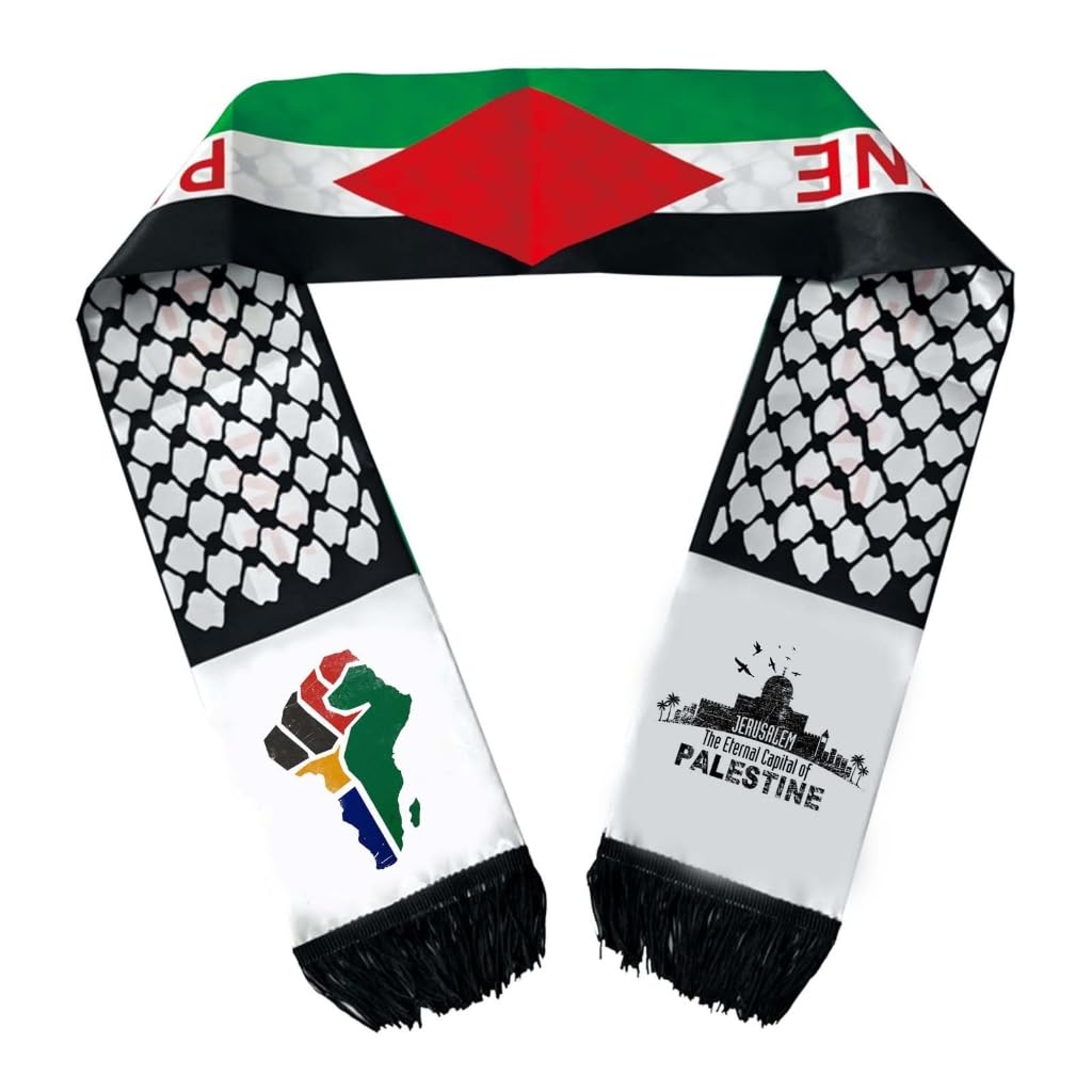 Elnwnnkc Printed Palestine Flags Scarf for Formal Event National Flags Fringed Neck Scarf Satins Sash Multiuse