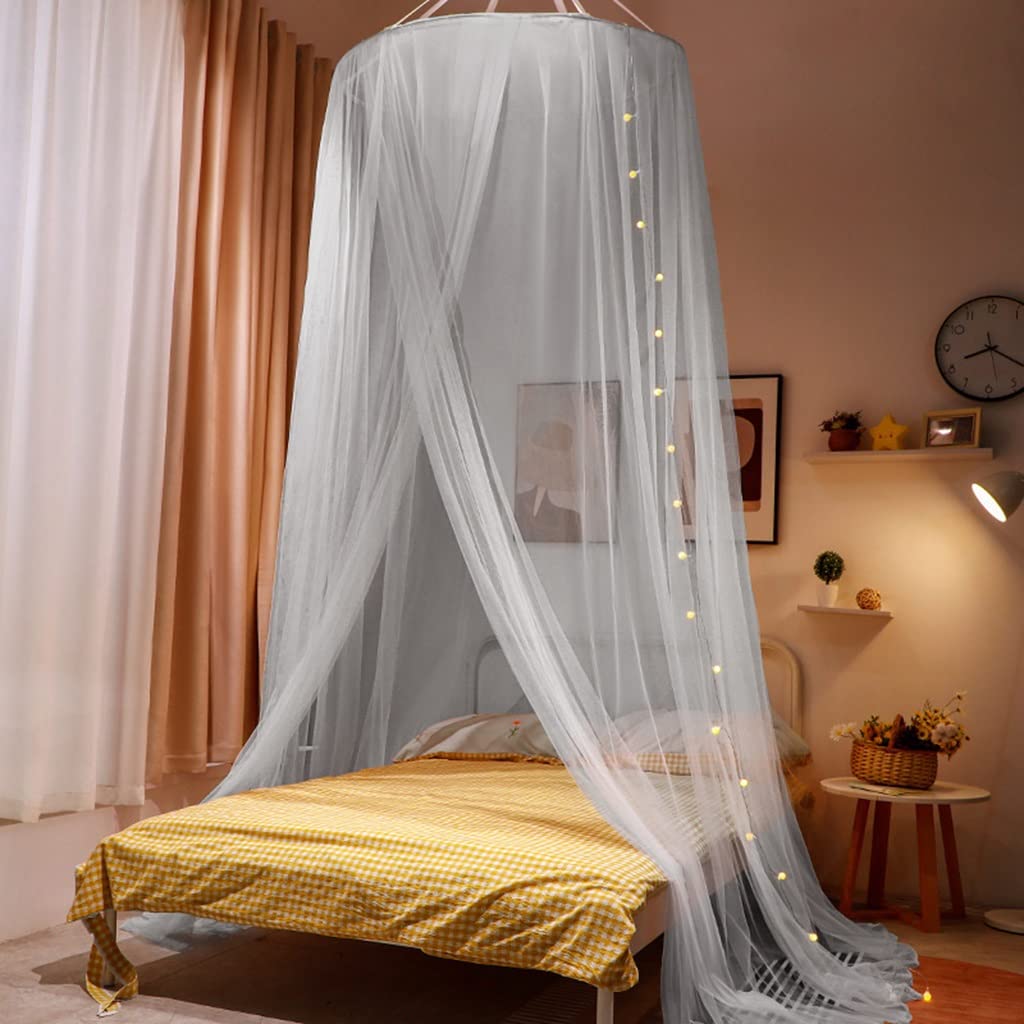 DXTFDHB Bed Canopy Lace Dome Sheer Mesh Bed Curtains - Anti-Mosquito Dome Bedding Net for Twin Full Queen King Size Bed