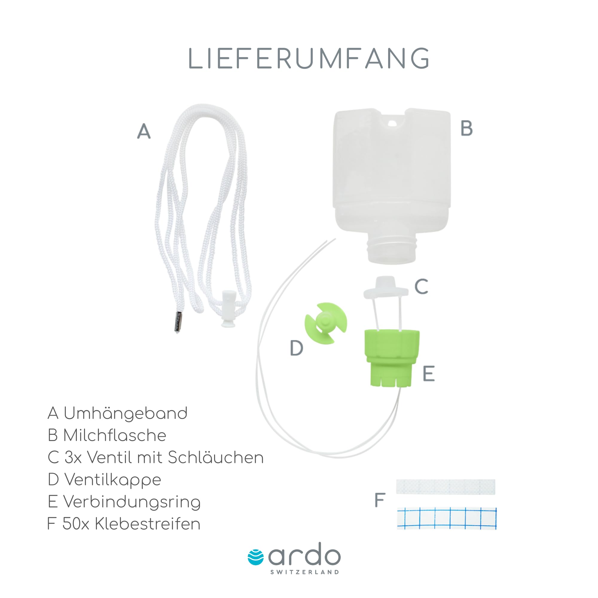Ardo SNS (Supplemental Nursing System) Brusternährungsset zur stillfreundlichen Zufütterung an der Brust | Hilft Milchbildung fördern | Stillhilfe bei Frühgeburt, Saugschwierigkeiten und mehr