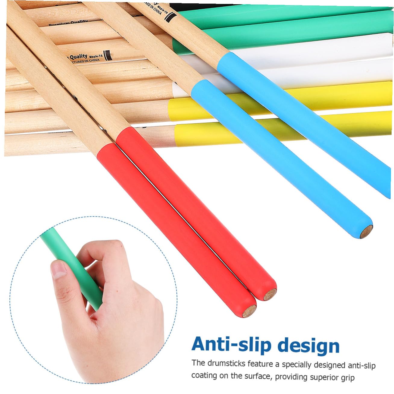 Abaodam 12 Paare Holz Schlagzeugstöcke Rutschfeste Drumsticks für Anfänger Erwachsene und Vielseitig Einsetzbar Langlebig und Stabil Farben