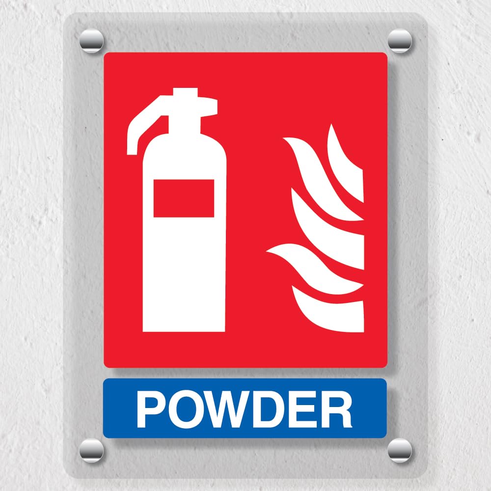 V Safety General Powder Fire Extinguisher - 200 x 300 mm - Acrylic Perspex Cast Clear Safety Sign