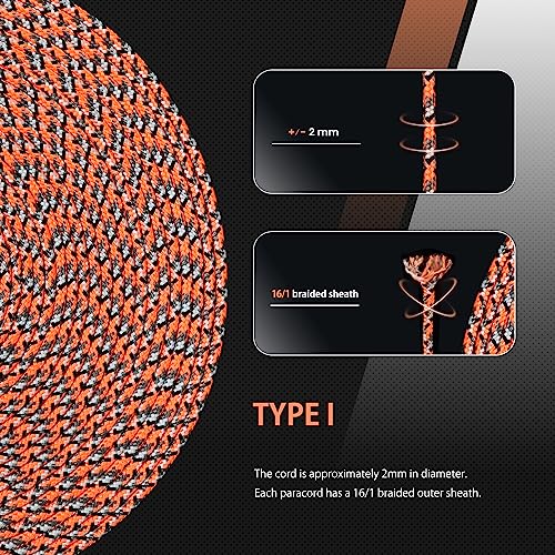 Abma Cord Paracord 100 lbs 2mm 100% Nylon 30M - Corrosion, Multi Color-corrosion, 30 Meters - Image 4
