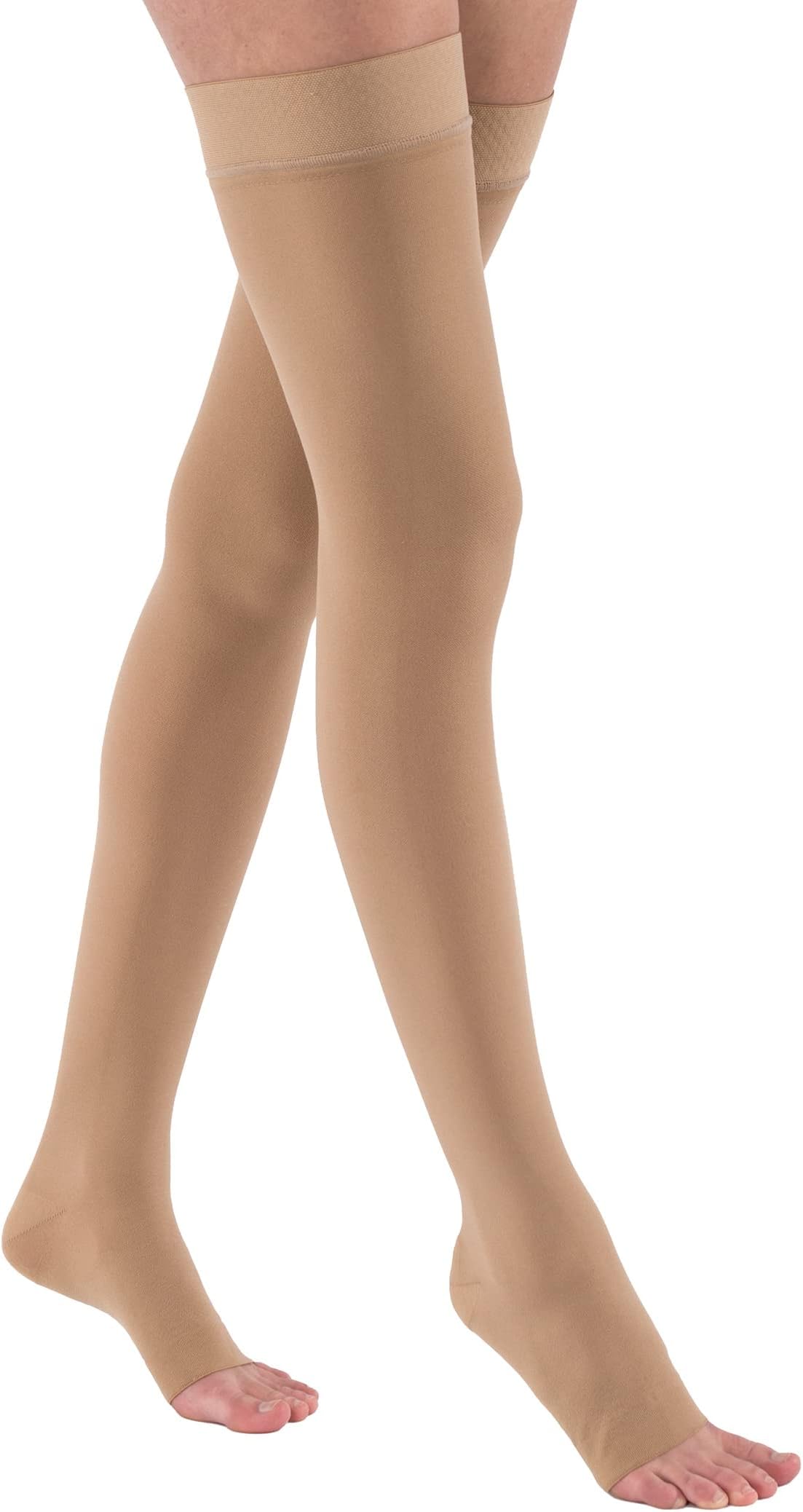 Jobst 114819 Relief 15-20 mmHg Open Toe Thigh Highs with Silicone Top Band - Size- Beige Medium