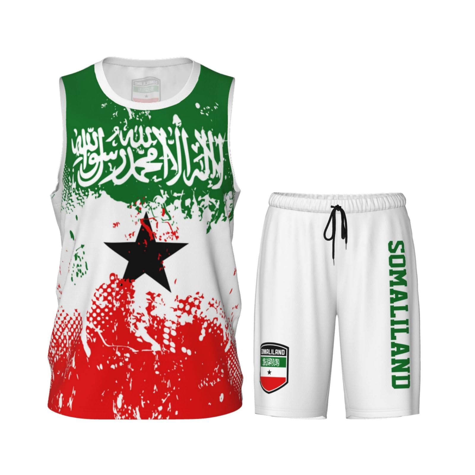 Somaliland Flag Grain (3) Basketball Jersey Uniform Suit for Men Adults Training Athletic Set