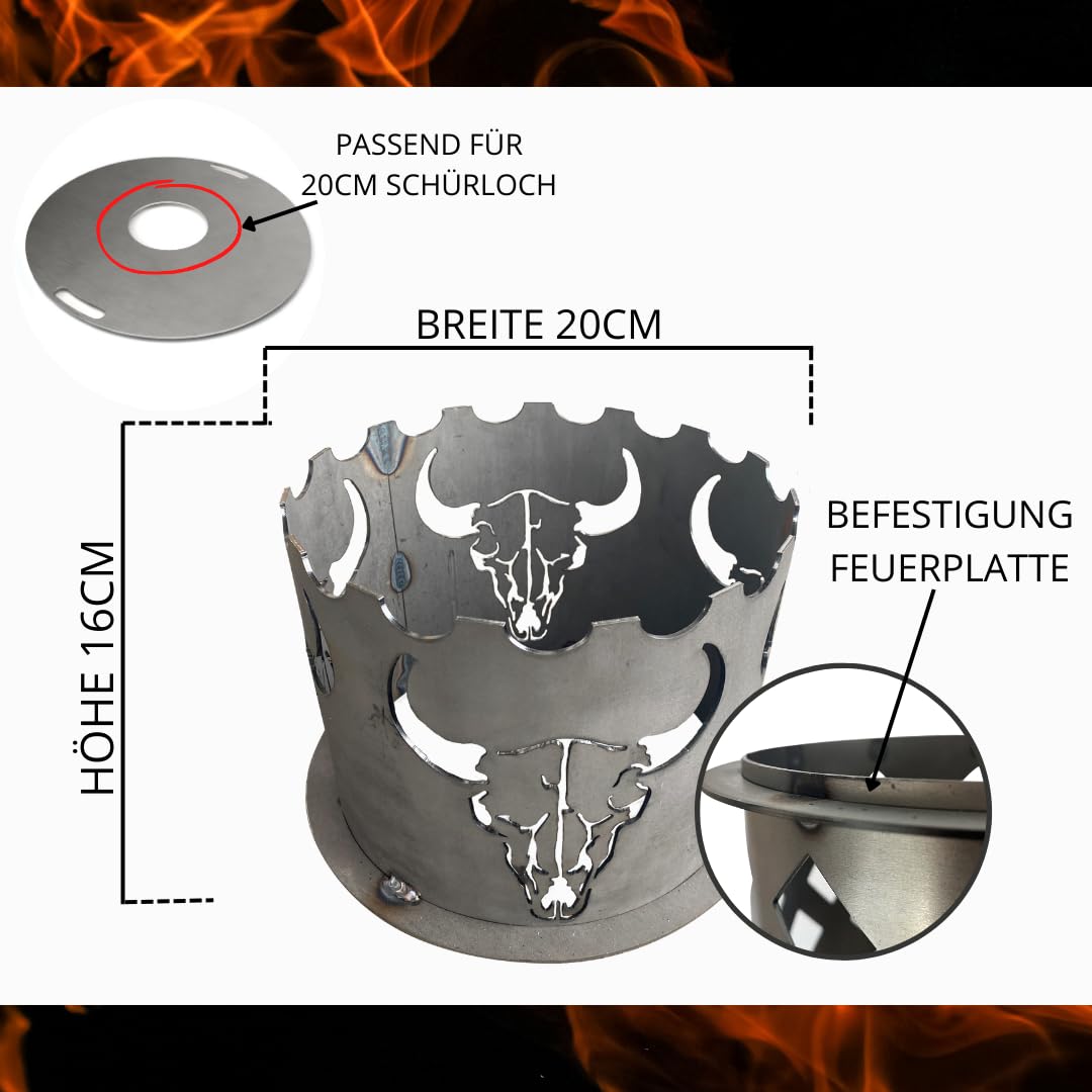 Terma Wokaufsatz Wokkrone Motiv BBQ Stier Ø20cm do Feuerplatte Grillplatte