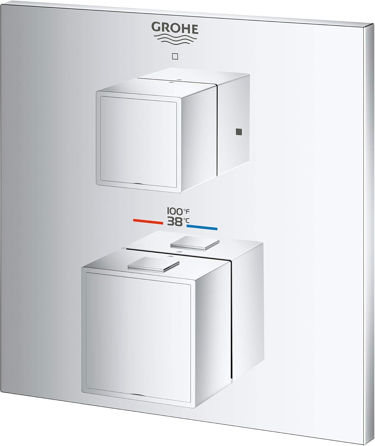 GROHE 24158000 Grohtherm Cube Dual Function 2-Handle Thermostatic Trim, Starlight Chrome