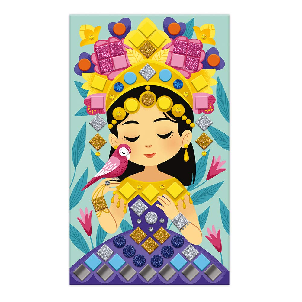 Janod - Cofanetto Mosaici Principesse e Fate - Les Ateliers du Calme - Kit Creativo per Il Tempo Libero dei Bambini - Sviluppo della Motricità Fine e della Concentrazione - Dall'Età di 5 Anni, J07962