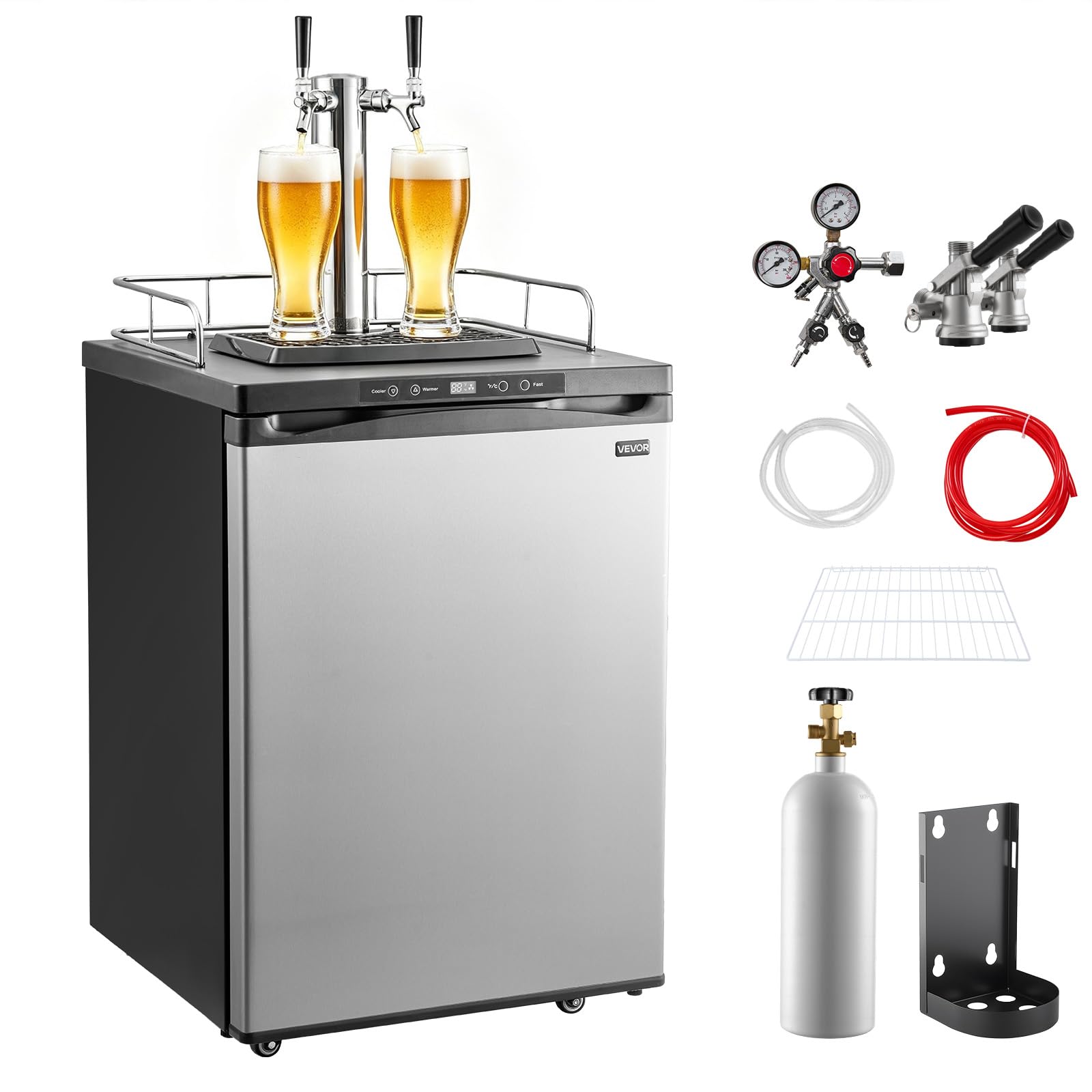 VEVOR Beer Kegerator, Dual Tap Commercial Draft Beer Dispenser for D system