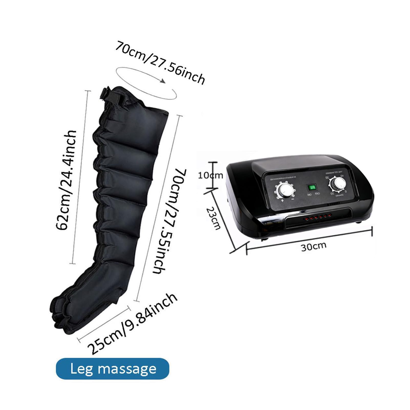 Botas Presoterapia Piernas Abdomen para Casa, Masajeador de piernas con compresión de Aire, Presoterapia Piernas Completas, Drenaje Linfatico Presoterapia Profesional, Negro