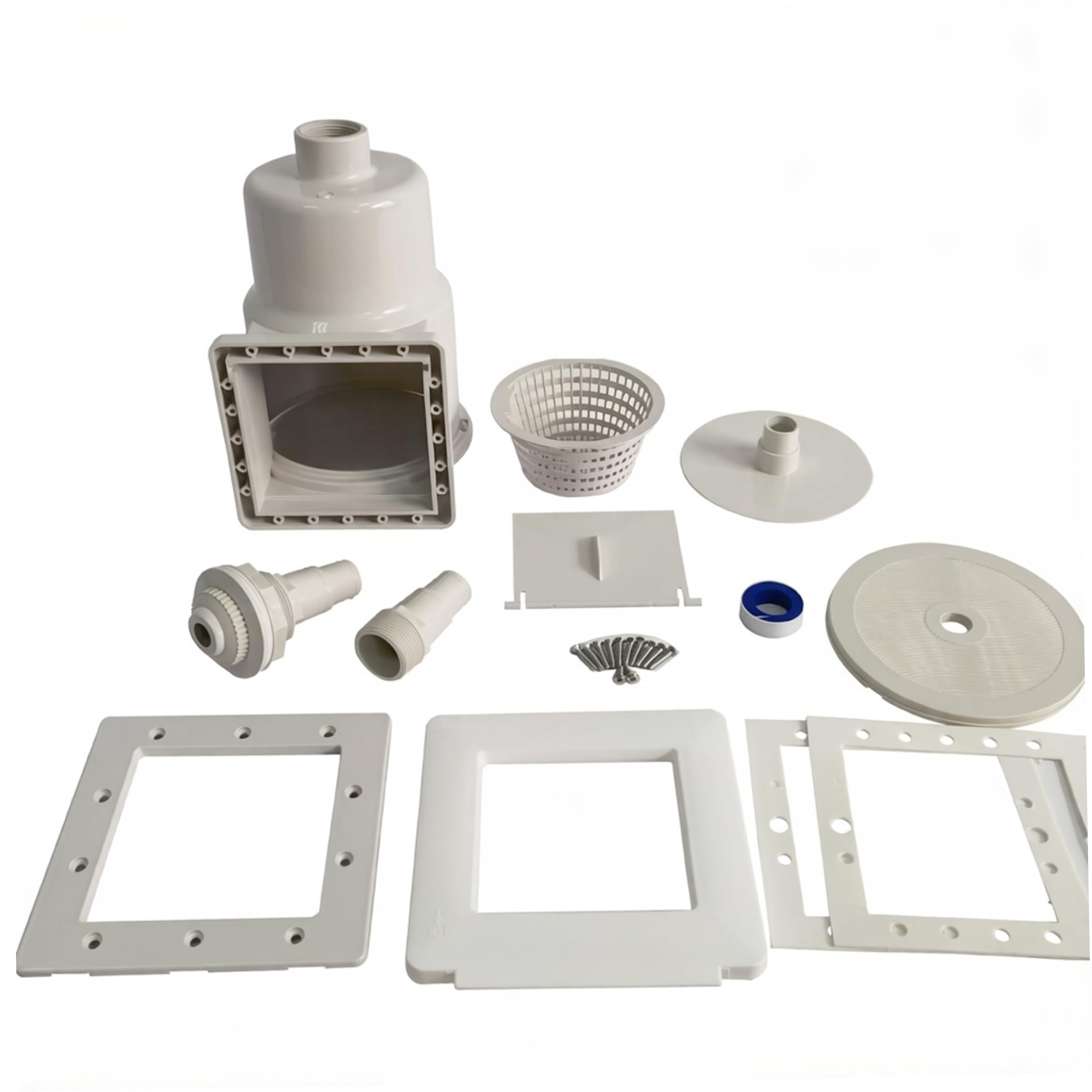 Kit Skimmer per Piscina Fuori Terra, Skimmer a Parete Passante in plastica per Piscina Fuori Terra - Sostituzione, Bianco.