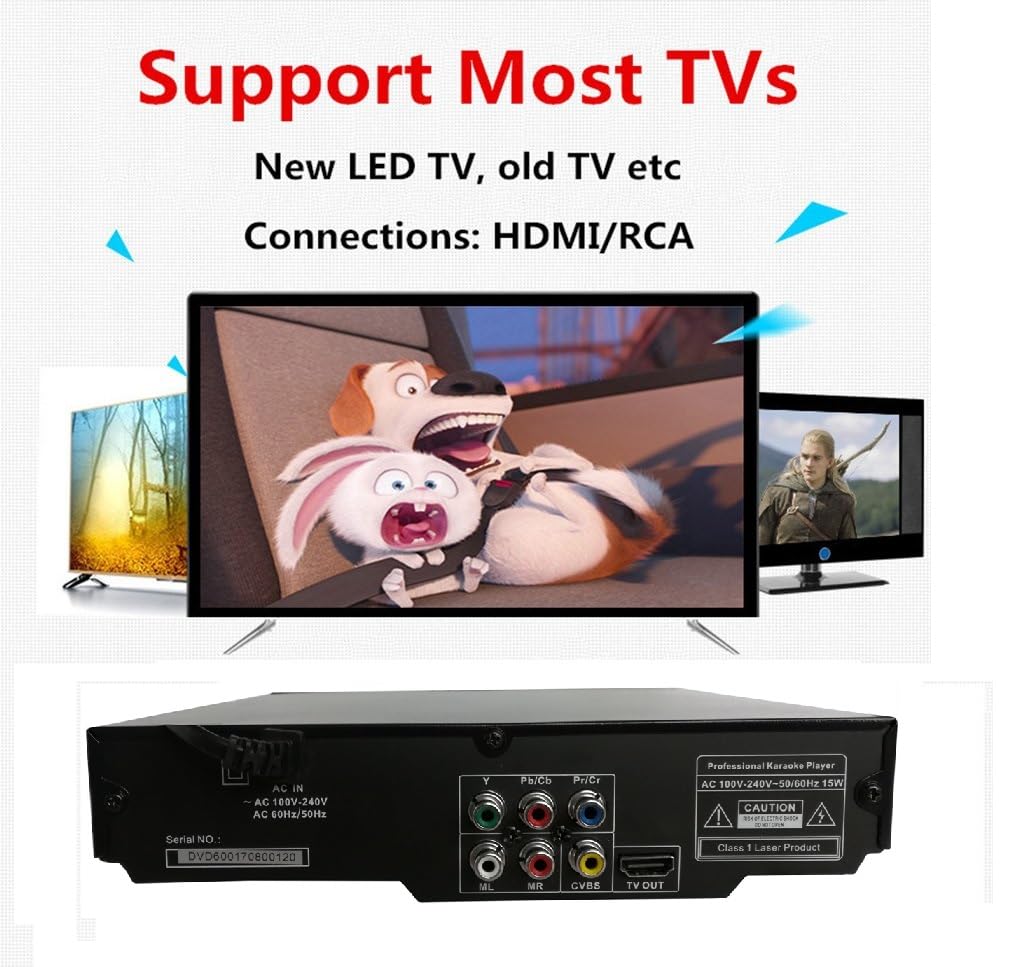 Reproductor de DVD HDMI multiregión de 1080p con reproducción USB y funciones de karaoke