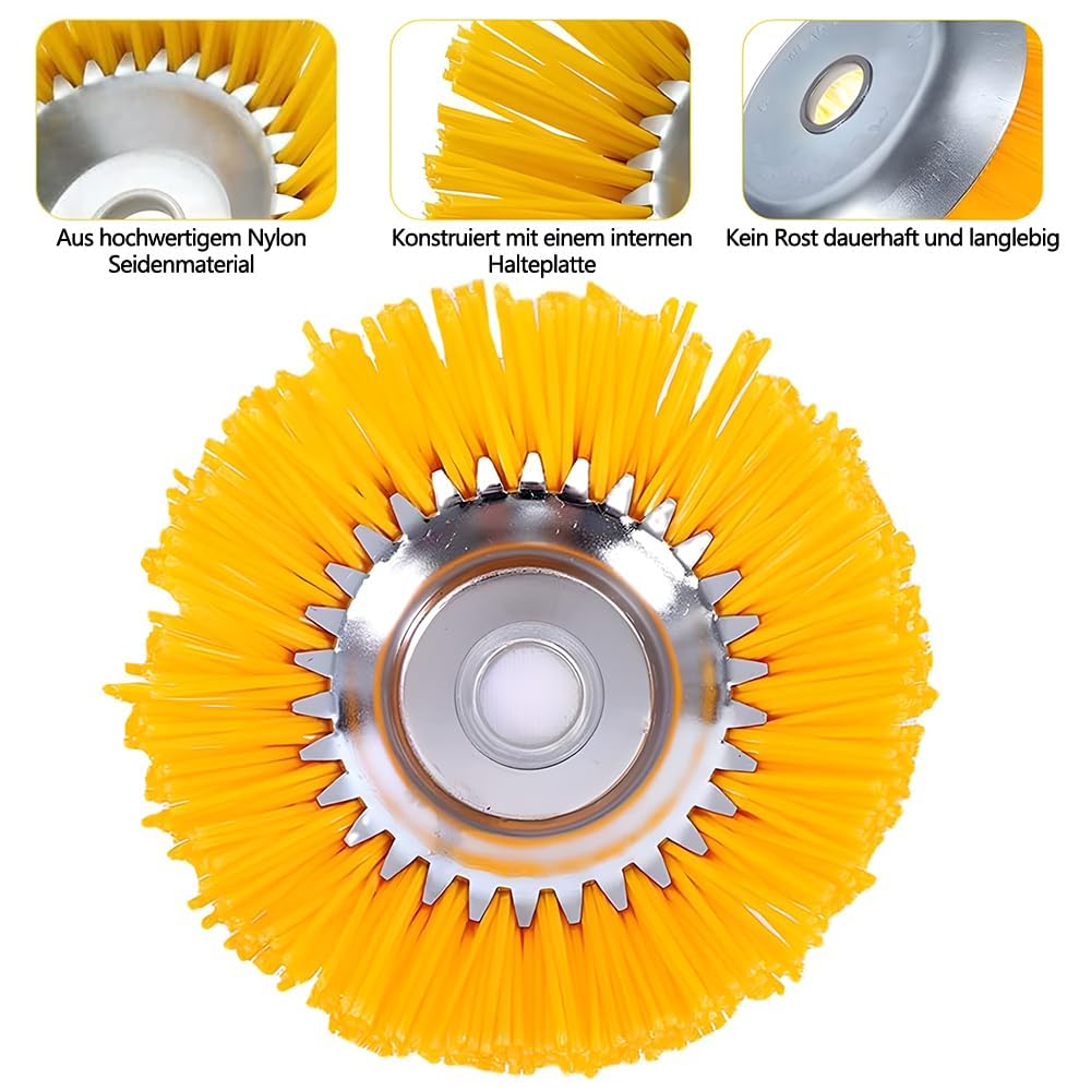 Unkrautbürste Nylonbürste, Unkrautbürste Wildkrautbürste, Nylonbürste Freischneider, Nylon UnkrautbüRstenkopf, Nylon-Borsten 200 mm x 25,4 mm, für Rasentrimmer, Motorsense, Unkraut Moosentfernung