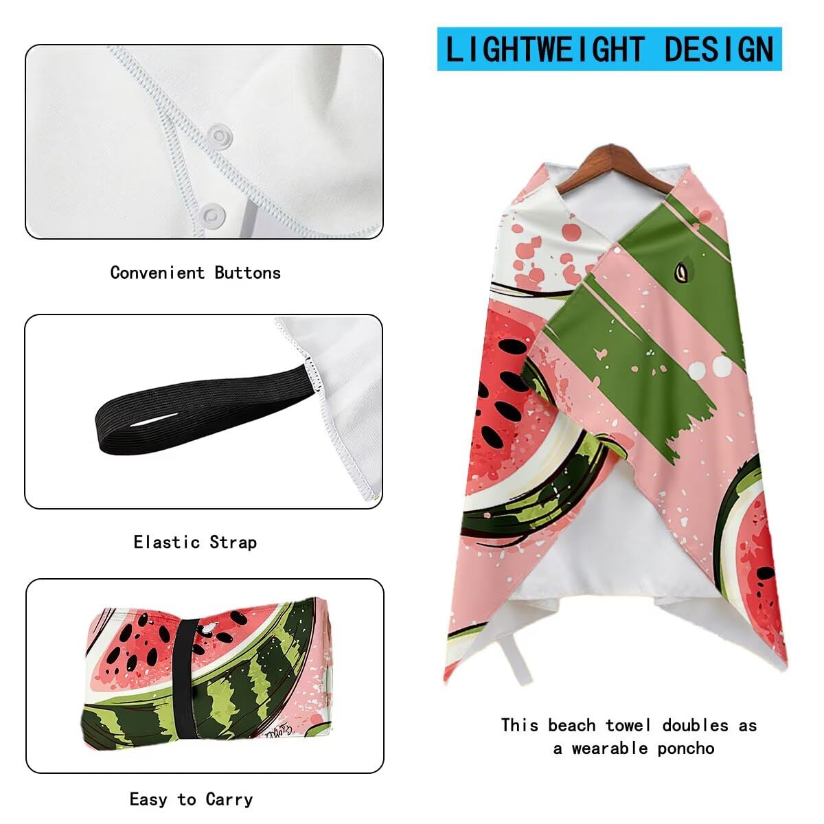 Telo Mare Microfibra, Telo Mare Grande 100x200cm 2 Pezzi, Asciugamano Palestra Donna Asciugatura Rapida, Antisabbia Asciugamano Microfibra, Leggero Asciugamani Palestra per Regalo (Anguria) -4340