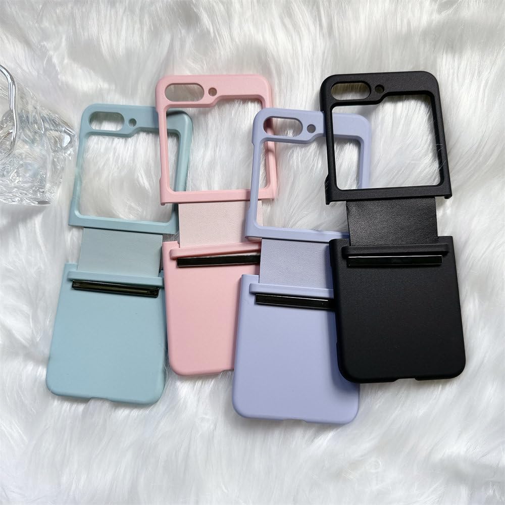 Funda de teléfono Plegable Mate con bisagra de Pulsera de Cuero para Samsung Galaxy Z Flip 5 4 3, Carcasa Trasera Dura de PC a Prueba de Golpes, Color Morado, para Z Flip 5