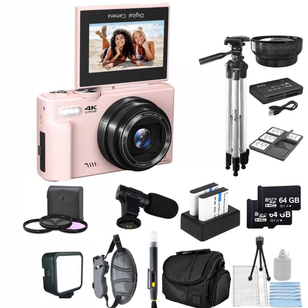 ピンク❤リモコン付 ゴープロ互換 4k 1600万画素 アクションカメラセット Amazon.com : Acuvar 4K 64MP Digital Camera Kit for Photography