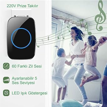 Modern Wireless Doorbell with TriLine LED 300 meters Range 60 Types of Bells 5 Levels of Sound