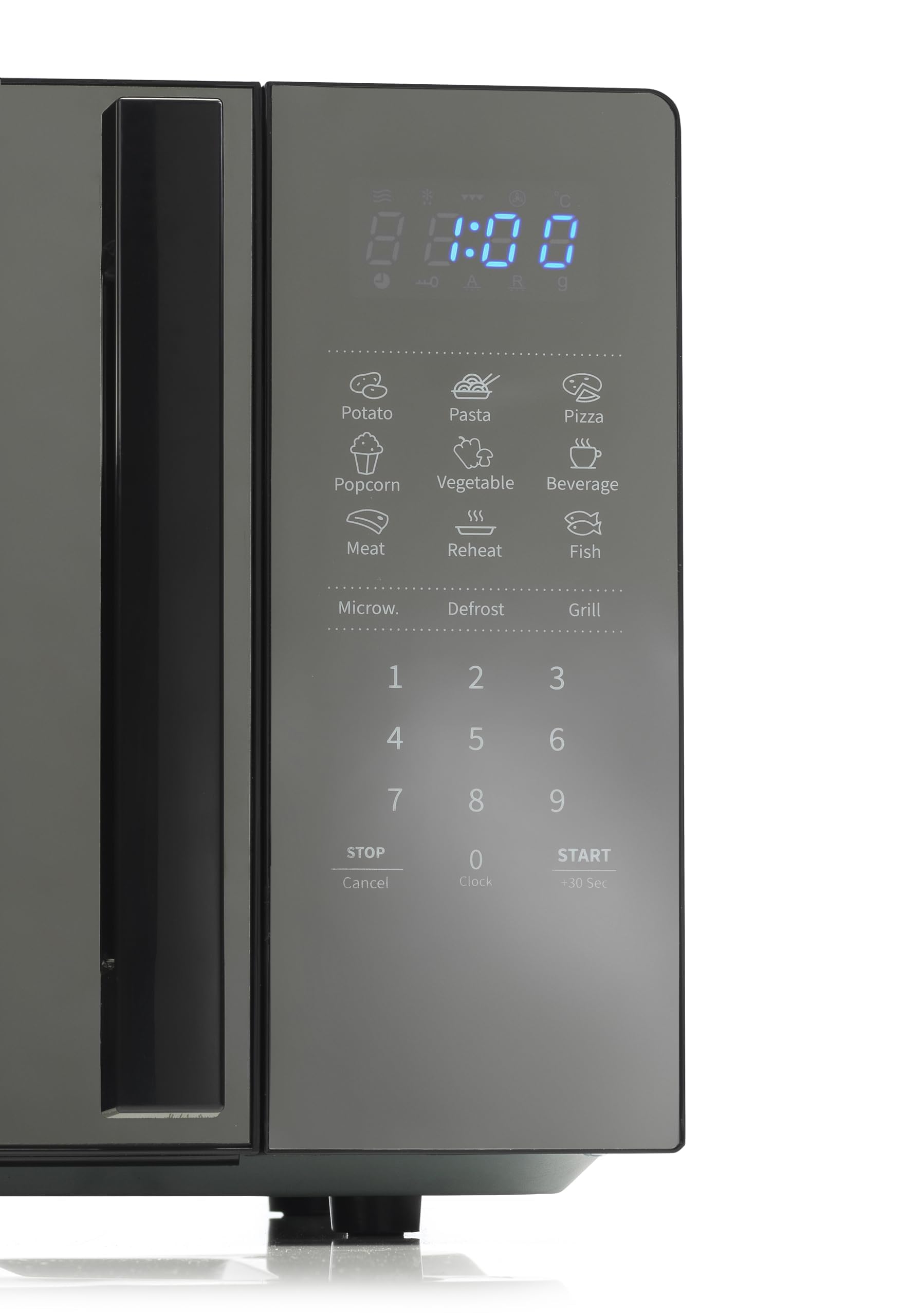 Hisense H20MOMBS4HG, Micro-ondes 20L, Ouverture de Porte à Gauche, Écran LED avec Boutons, 9 Fonctions, 700W, Grill Tubulaire, Couleur Miroir