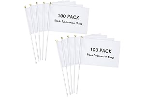 Remerry 100 Blank White DIY Flags on Stick for Party Decorations