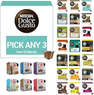 Nescafe Dolce Gusto Original and Compatible Coffee Pods. Pick Any 3 Packs from 50+ Flavours Inc. Decaf, Espresso, Latte, Hot Chocolate, Cappuccino , Caramel, Mocha, Skinny, Chai Tea & More.