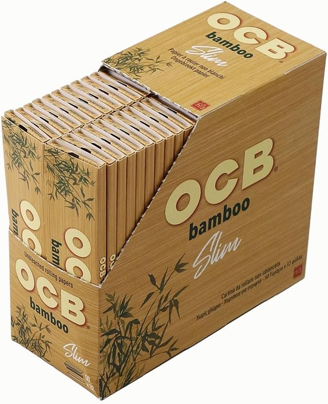 1 Box (50 Booklets) OCB Bamboo King Size Slim Papers, 100% Bamboo, Sustainable Production