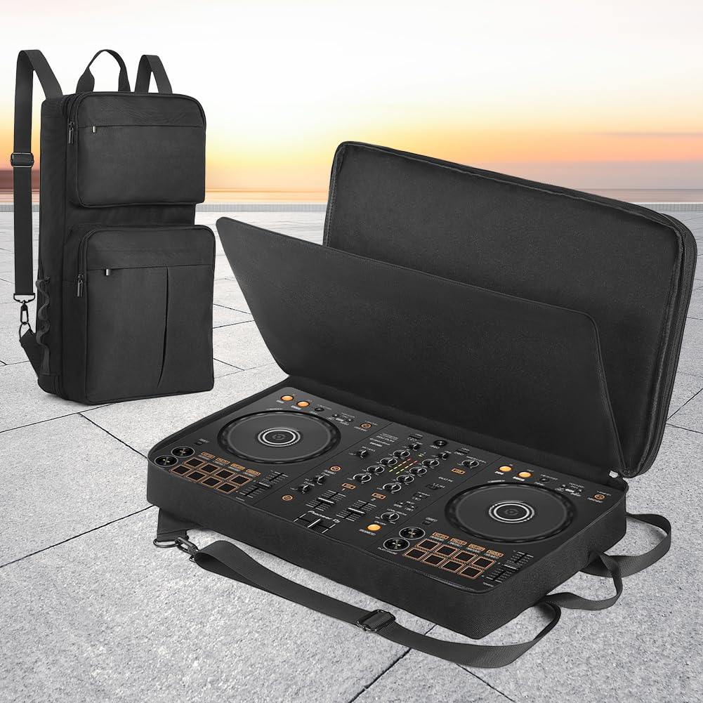 Zaino DJ per Pioneer DDJ-400 DDJ-FLX4 Roland DJ-202 Custodia di controllo DJ Borsa da viaggio leggera anti-graffio tracolla regolabile, Nero , Travel