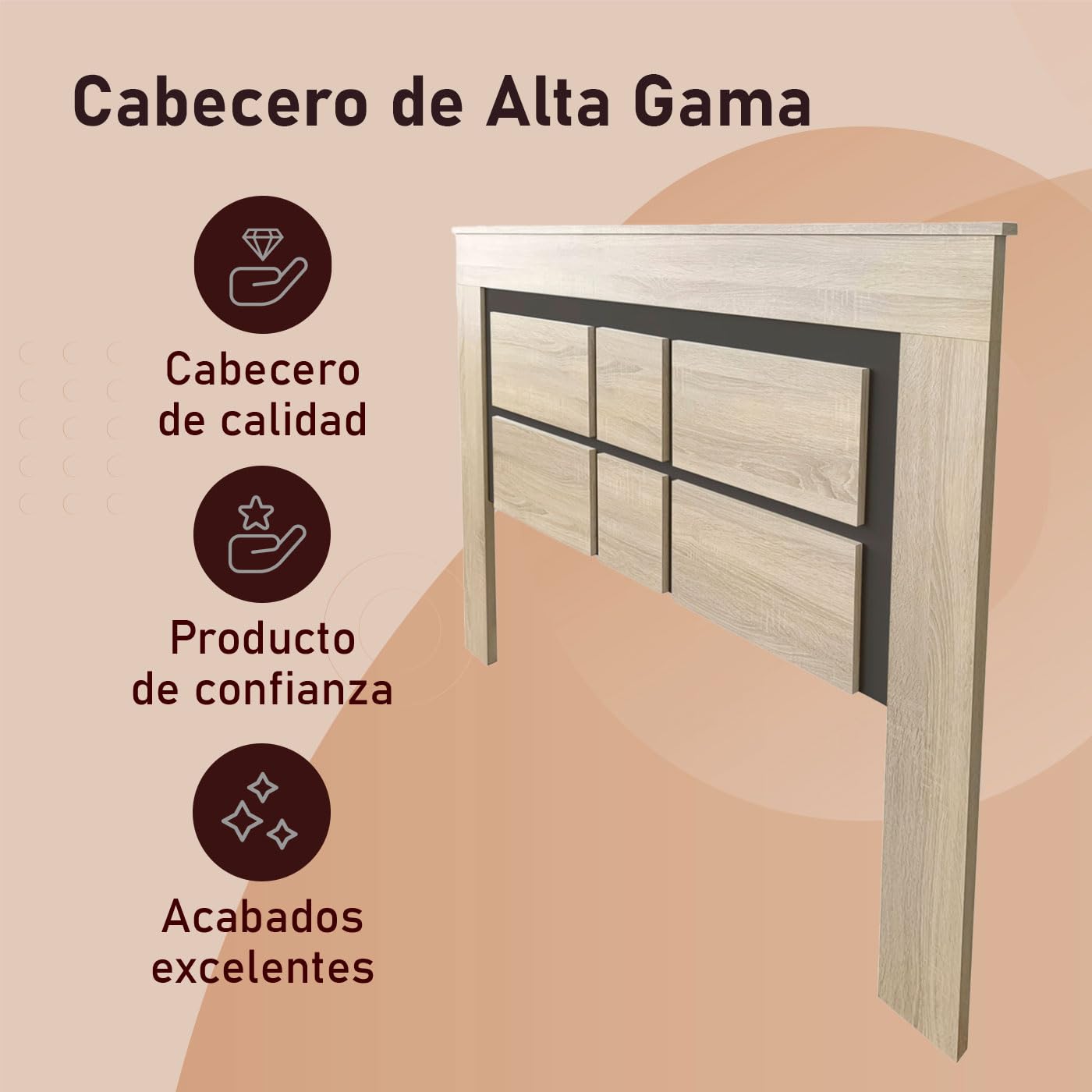 amuéblate online - Cabecero Nórdico Indiana de 160 x 120 cm | Práctico y Elegante | Fácil de Montar, Colores Cambria y Grafito (para Cama de 135-140 o 160)