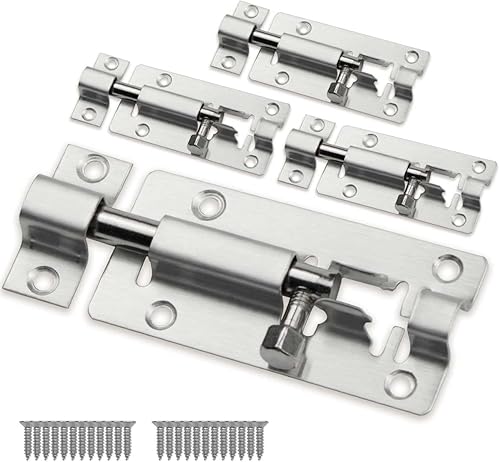 Miniatura 7 de Pestillo de perno de barril deslizante de 3 pulgadas, cerradura deslizante de acero inoxidable para seguridad de puerta, negro (4 piezas)