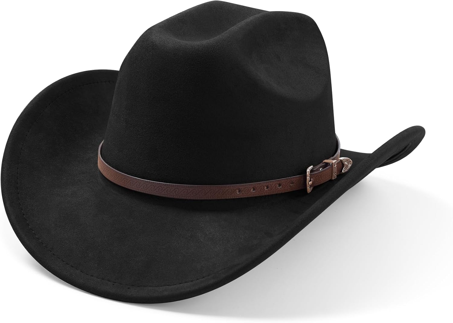 SAJUZEN Cowboy Hats for Women and Men with Wide Brim Felt Suede Western Hats for Cowgirls and Cowboys