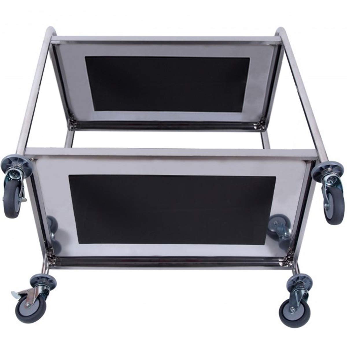 ZORRO - Edelstahl Servierwagen ZSW 2-2 Böden - Leichtlaufräder mit Fußbremse - Küchenwagen - Gastro - (86 x 54 x 94 cm)