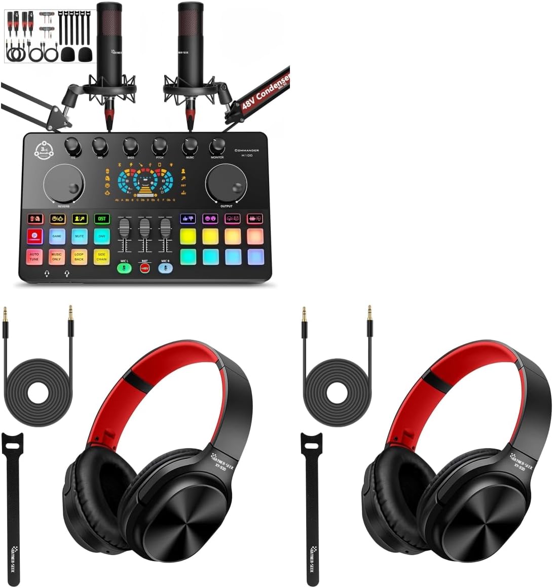 Audio Interface with Podcast Mic Headphones for 2