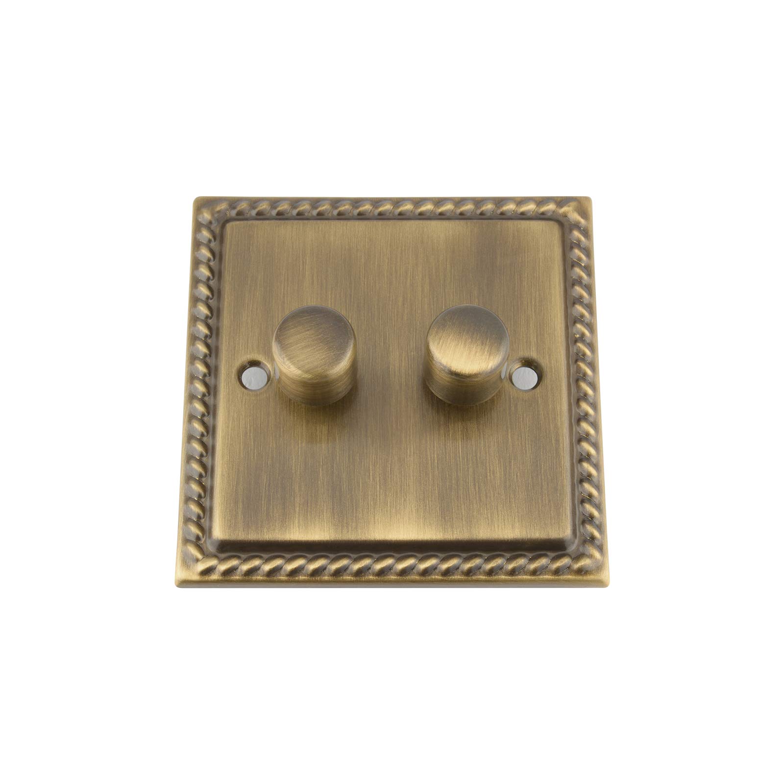 A5 Products Brass Antique Georgian Led Dimmer 2 Gang 250W (Single Plate)