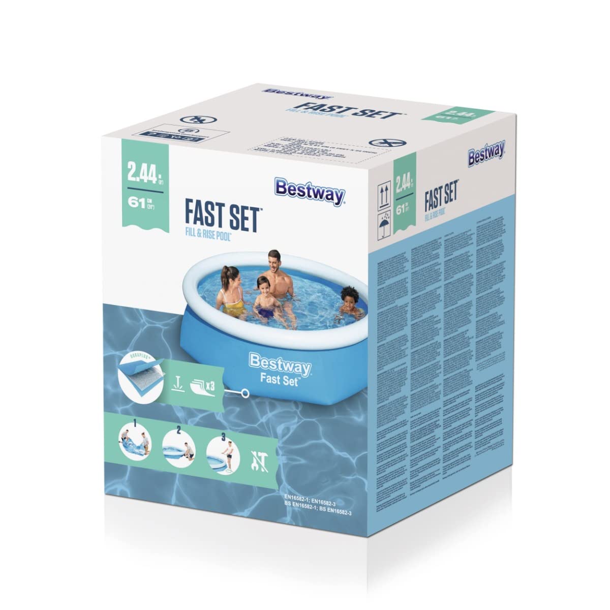 Bestway Fast Set Aufstellpool ohne Pumpe Ø 244 x 61 cm, blau, rund, 57448, 244 x 61 cm ohne Zubehör