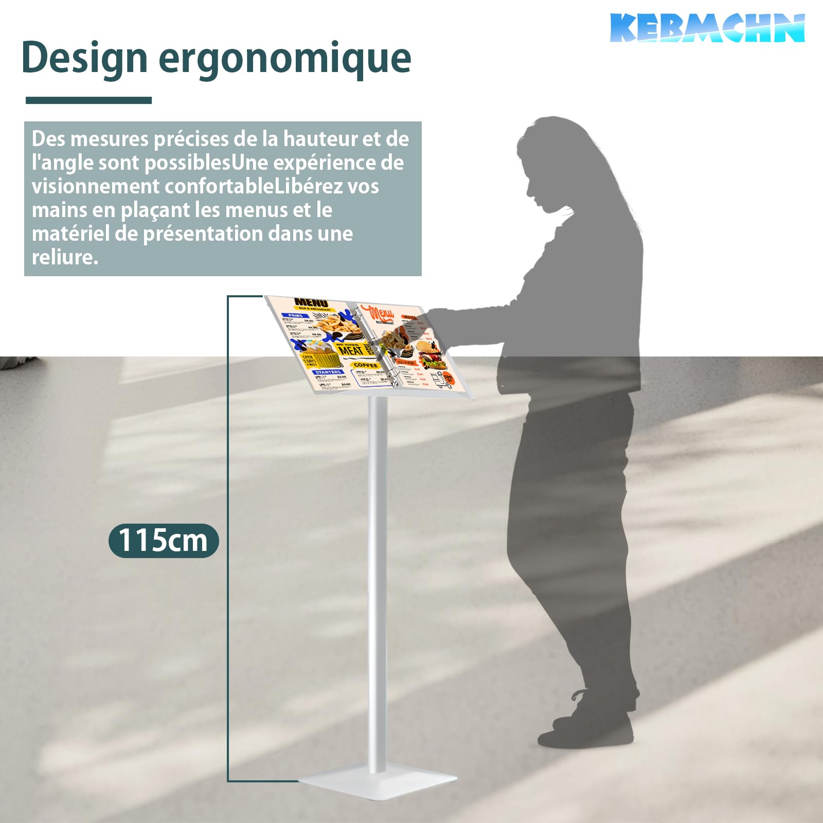 Porte menu restaurant extérieur 49x35 cm, noir, support d'affichage, porte-informations, cartes de menu, panneaux publicitaires, comme classeur ou comme présentoir d'information （argent）