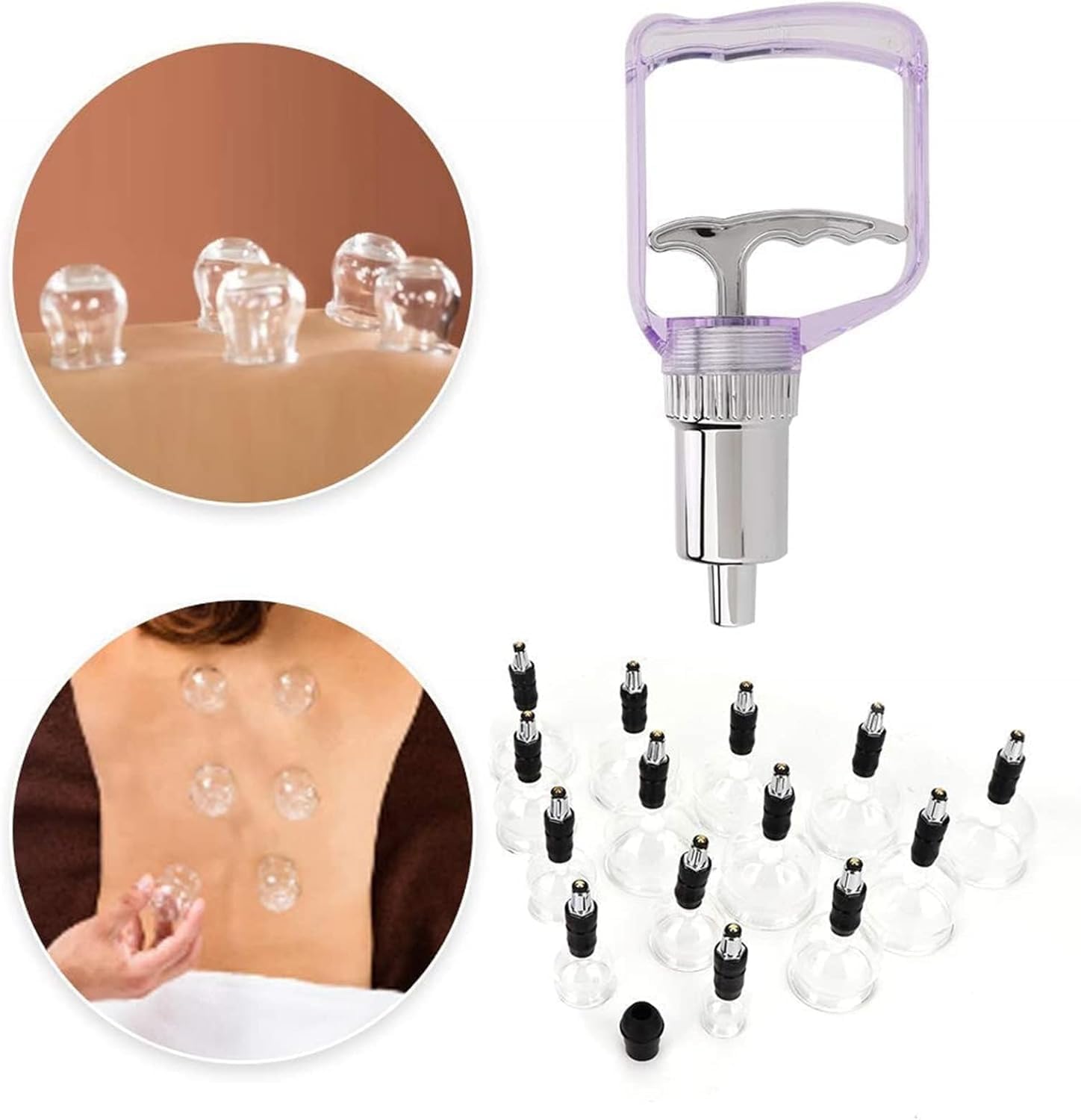 Set di coppette sottovuoto con ventose, kit di coppettazione per alleviare il dolore e dolori muscolari, massaggio completo del corpo, valigia portatile