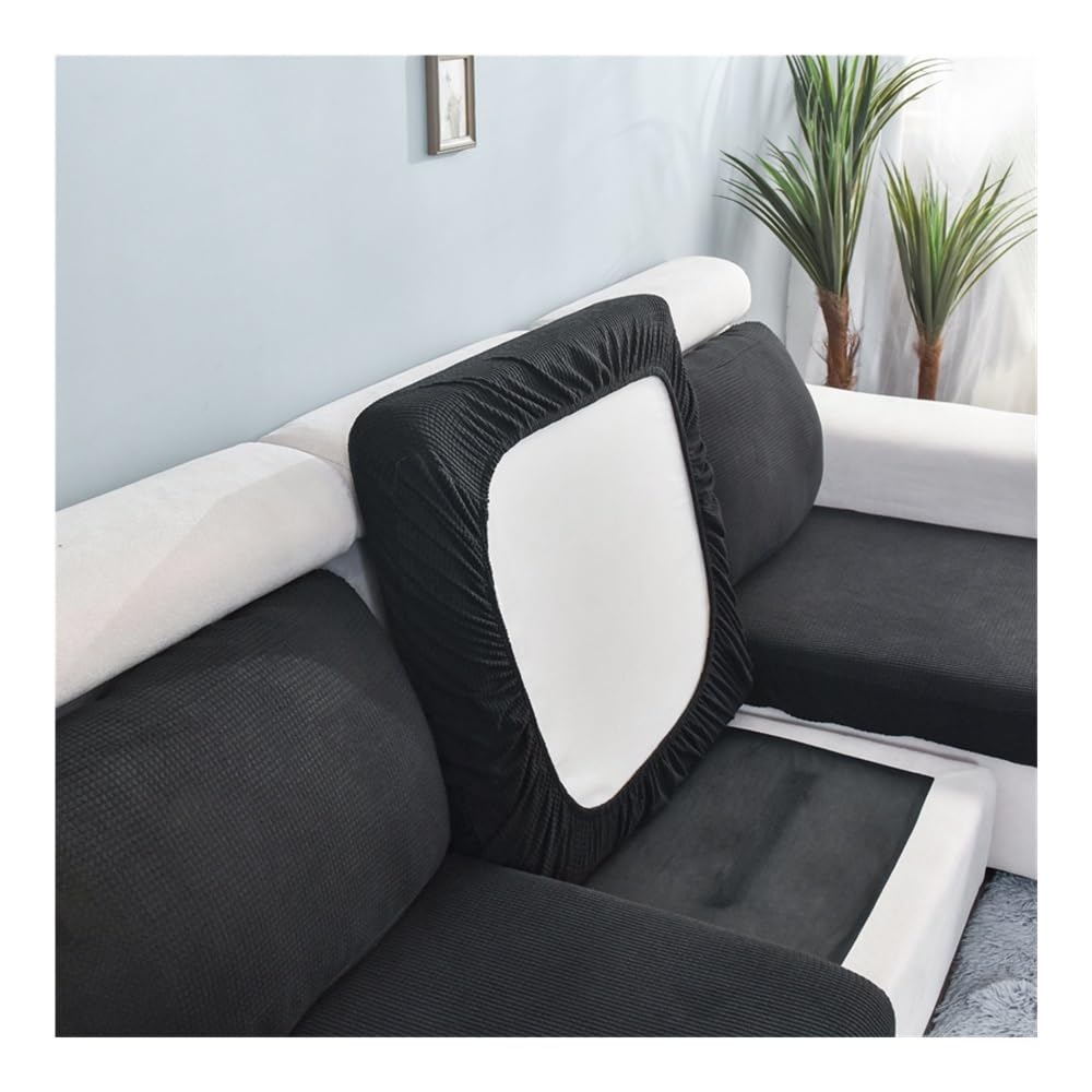 Housse de coussin de canapé anti-taches pour animaux et enfants - Noir XL