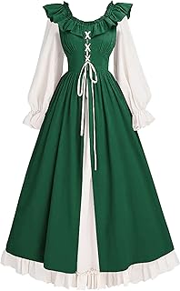 Women’s Renaissance Dress, Victorian Medieval Costume Dress Halloween Ruffle Maxi Dresses - Buy now