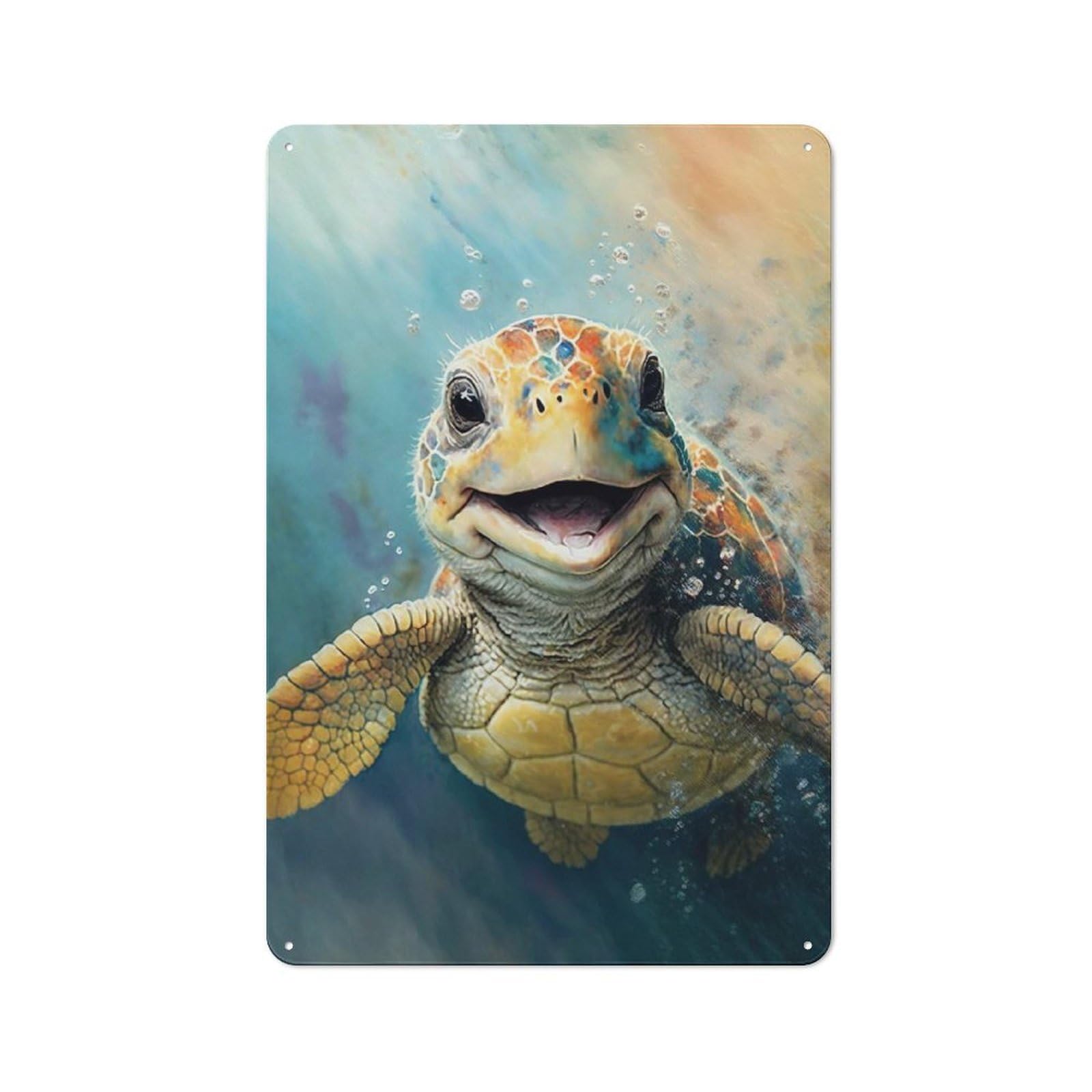 Turtle Watercolor Sketch Printed Metal Sign 30x20cm for Studio Or Craft Room, A New Home Present for Creative-space Collectors