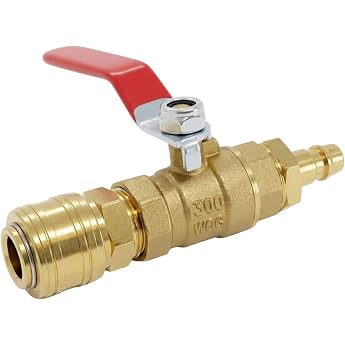 Lumonic Ball Valve 1/4 Inch with Quick Coupling and Plug I Corrosion Resistant Brass I Shut-off Valve I for Compressed Air I Workshop