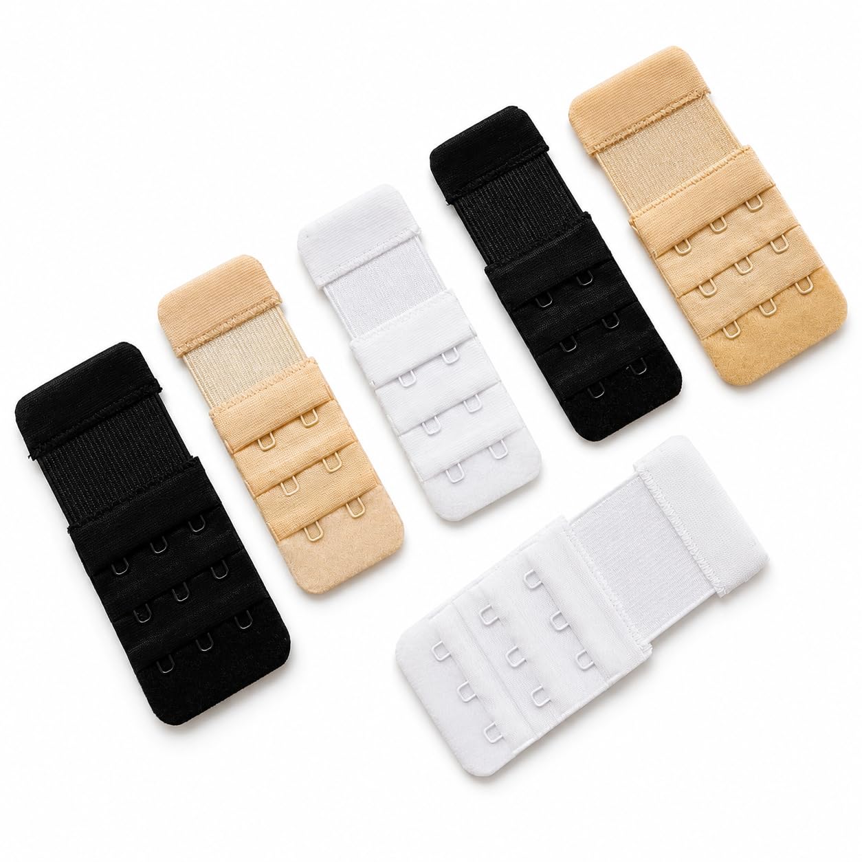 Women's Bra Extenders Set of 6, 2 Hook & 3 Hook Comfortable Stretchy Bra Extension Straps, Soft Elastic Bra Size Extender for Better Fit, Black, White & Nude-image-21